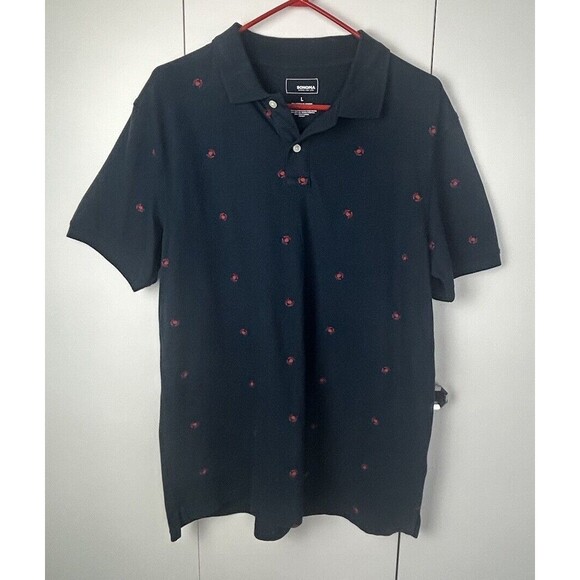 Sonoma Men’s Pullover Collared Shirt With Crabs Size Large Blue Red - Picture 2 of 7